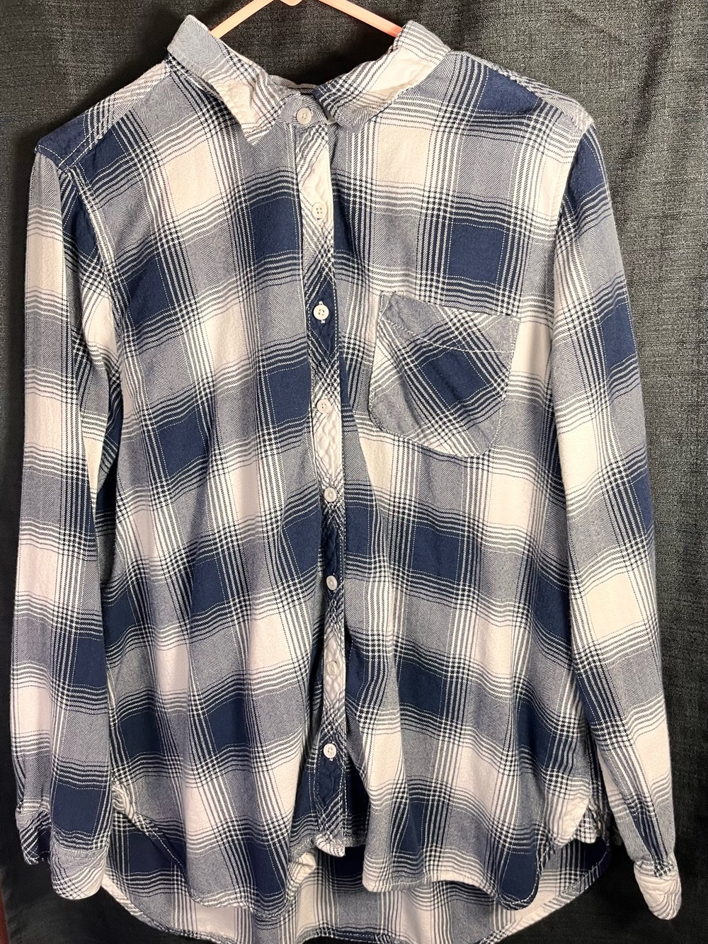 Sonoma Navy and White Plaid Button-Down Shirt